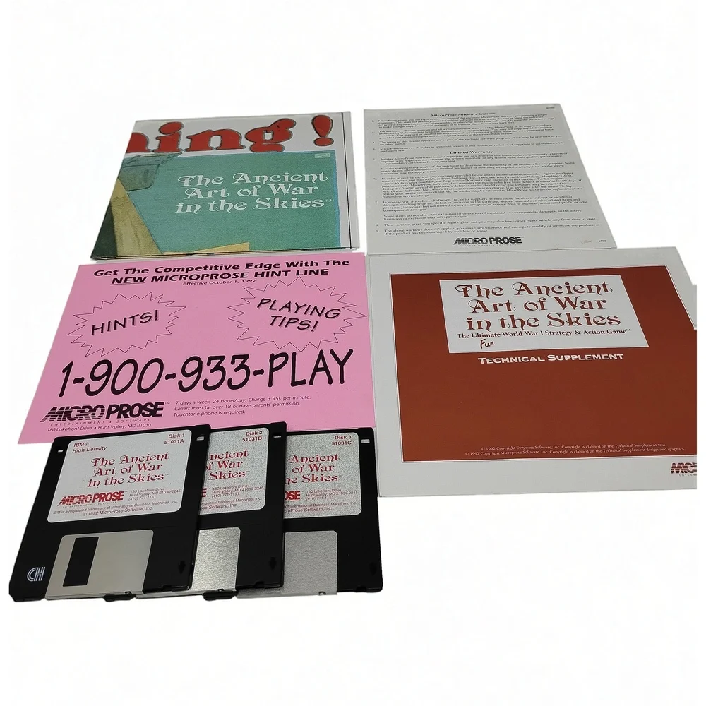 Vintage 1992 MicroProse The Ancient Art of War in the Skies DOS PC Big Box Set